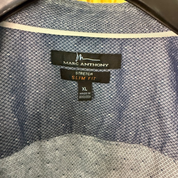 Marc Anthony Slim Fit Stretch Button-Up Shirt XL – Blue Micro-Pattern - Picture 2 of 14